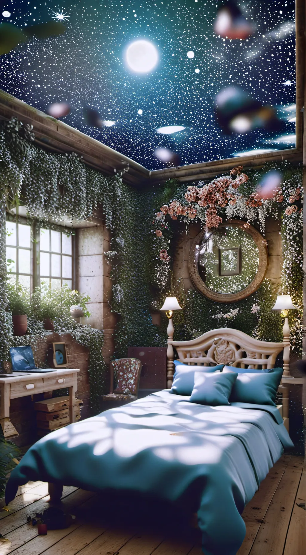 ai character: Bluelock Sleepover background