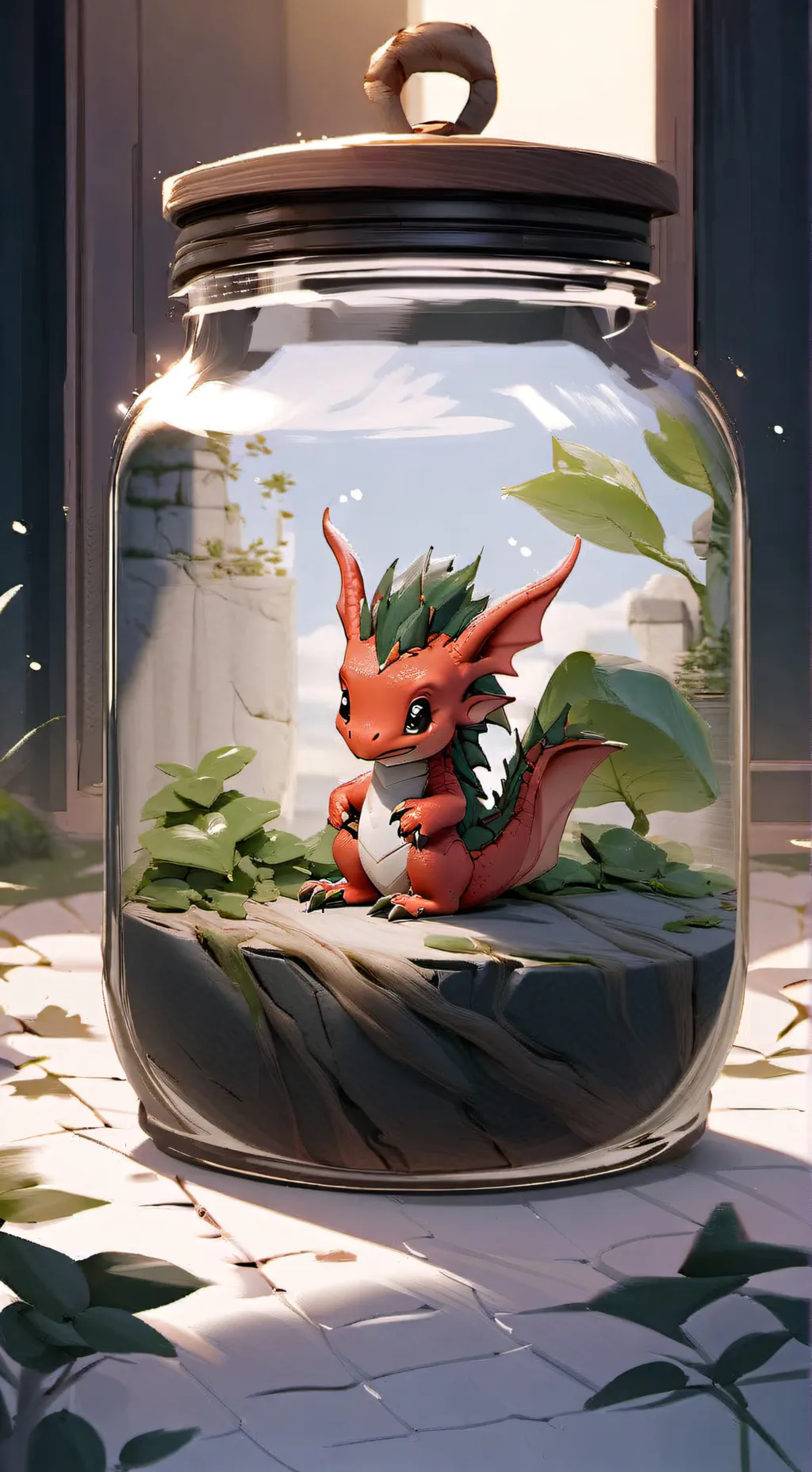 ai character: dragon in jar v3 background