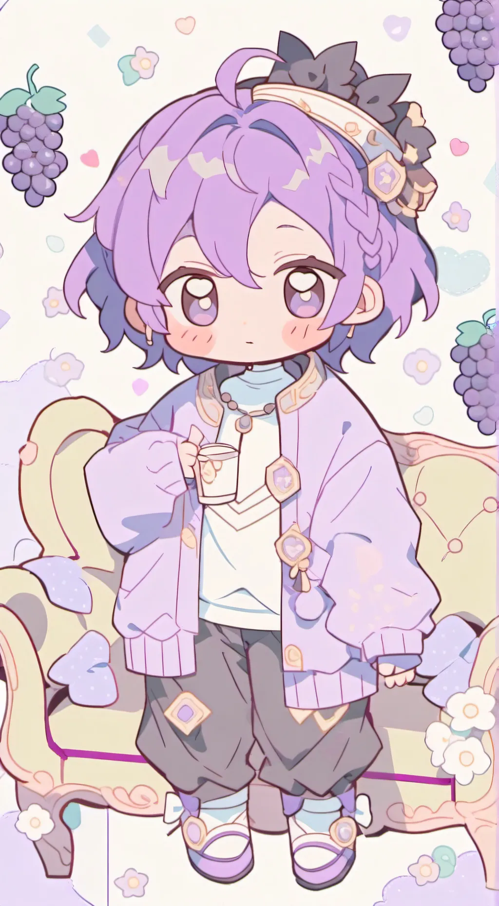 ai character: Grape baby  background