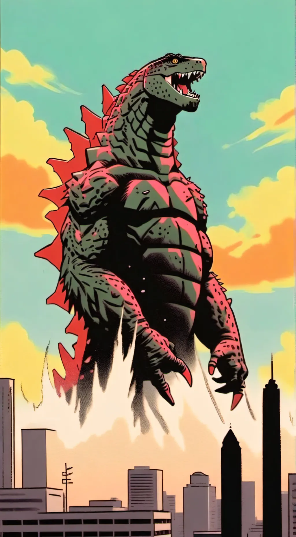 ai character: Godzilla Vs miku background