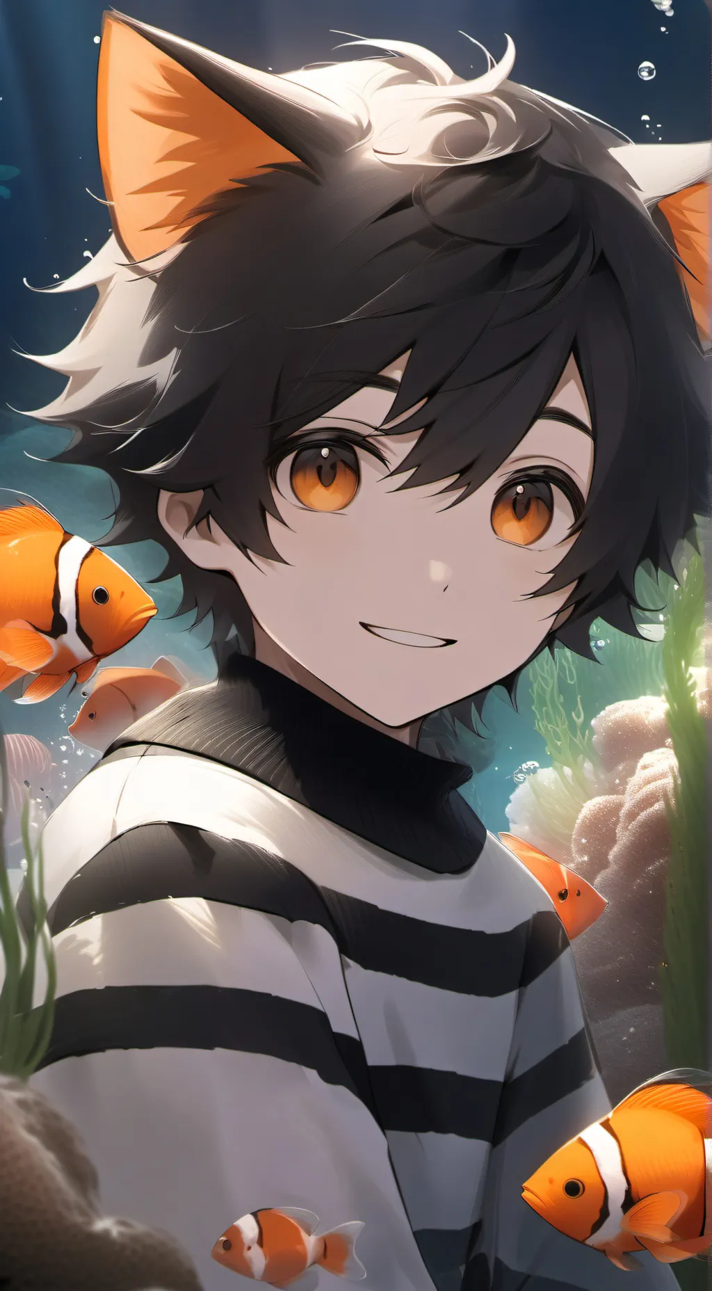 ai character: Striped Clownfish  background