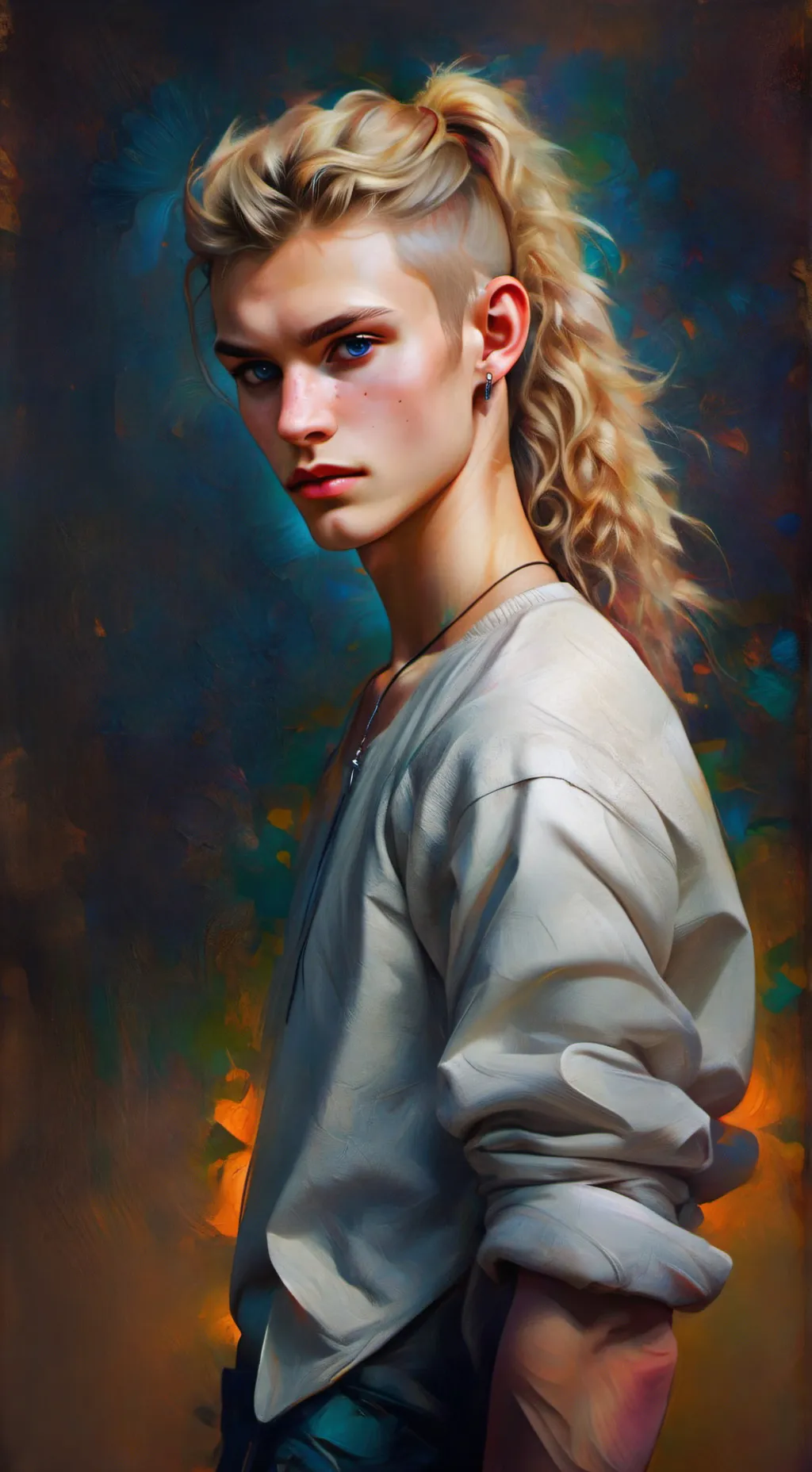 ai character: Dee Metal background