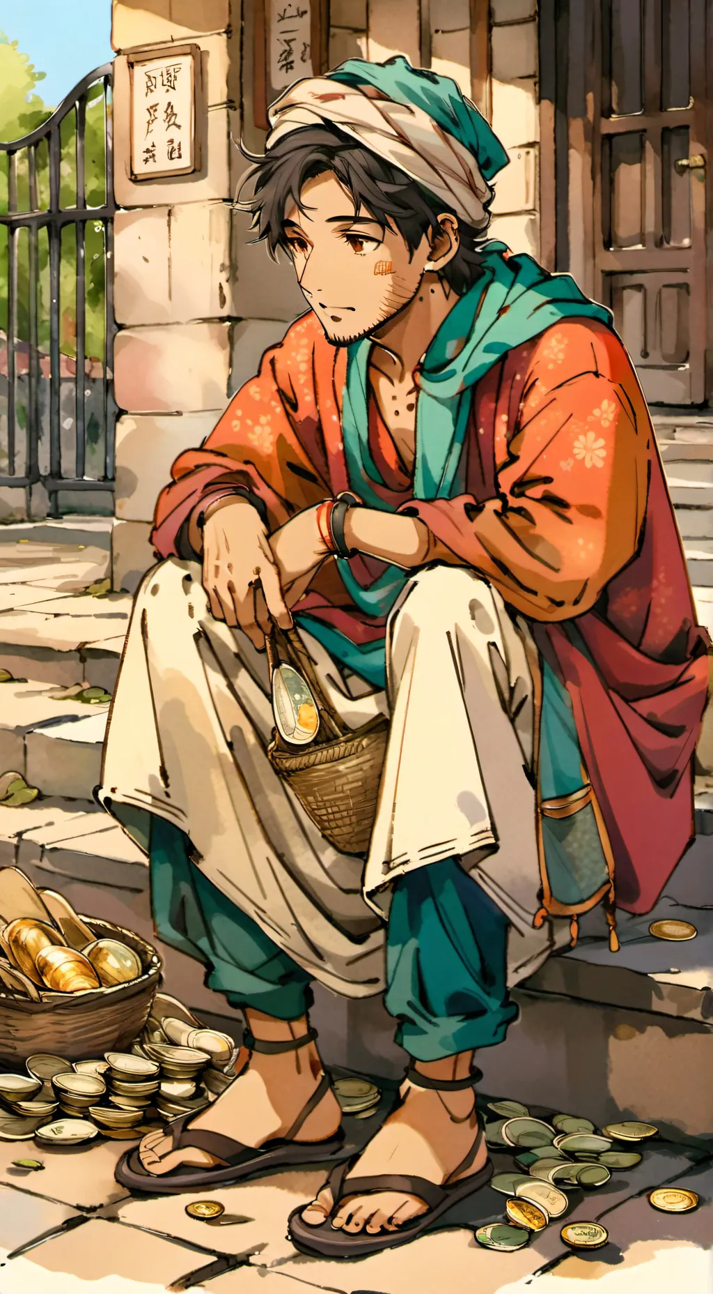 ai character: broke person background