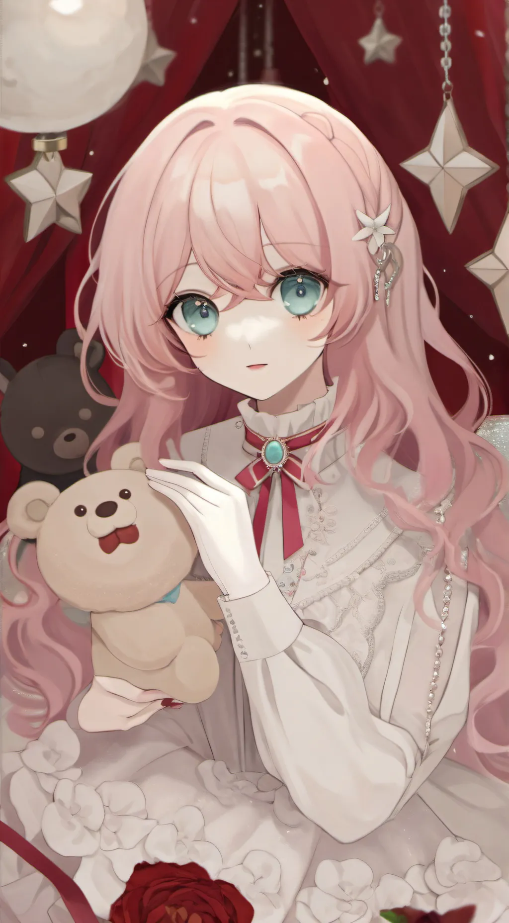 ai character: macaron background