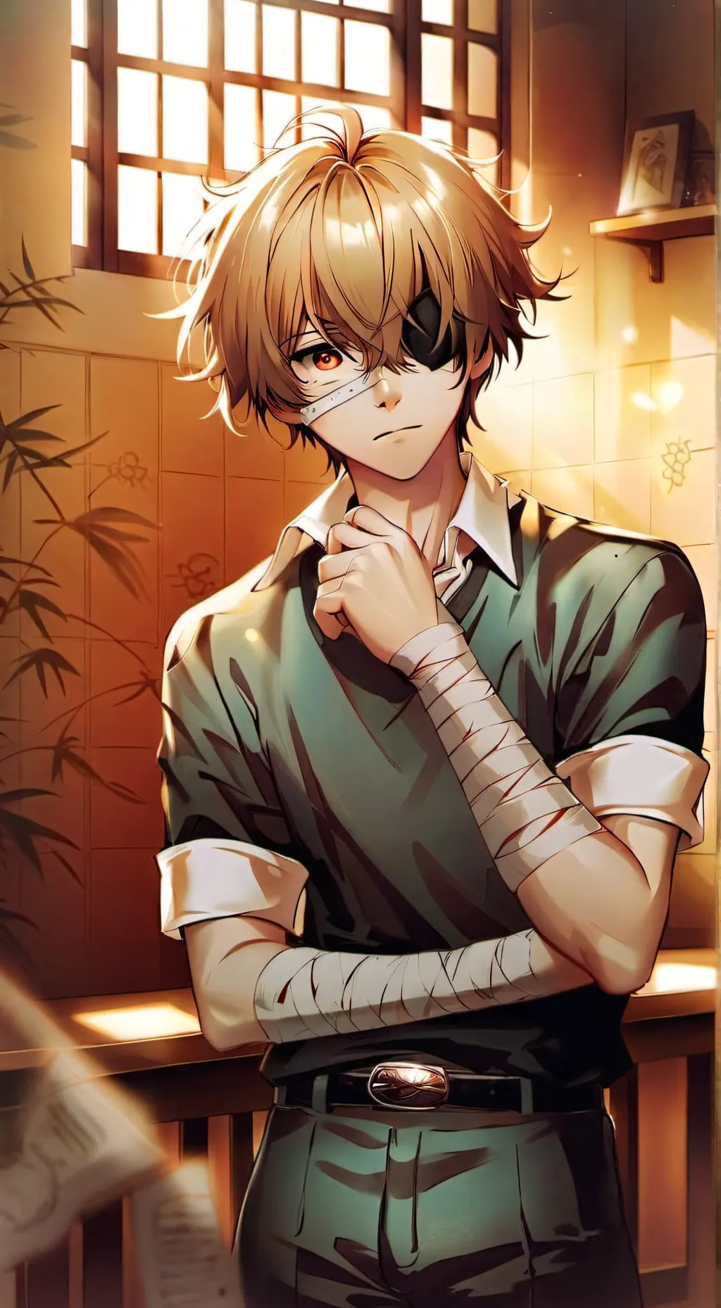 ai character: Leon  background