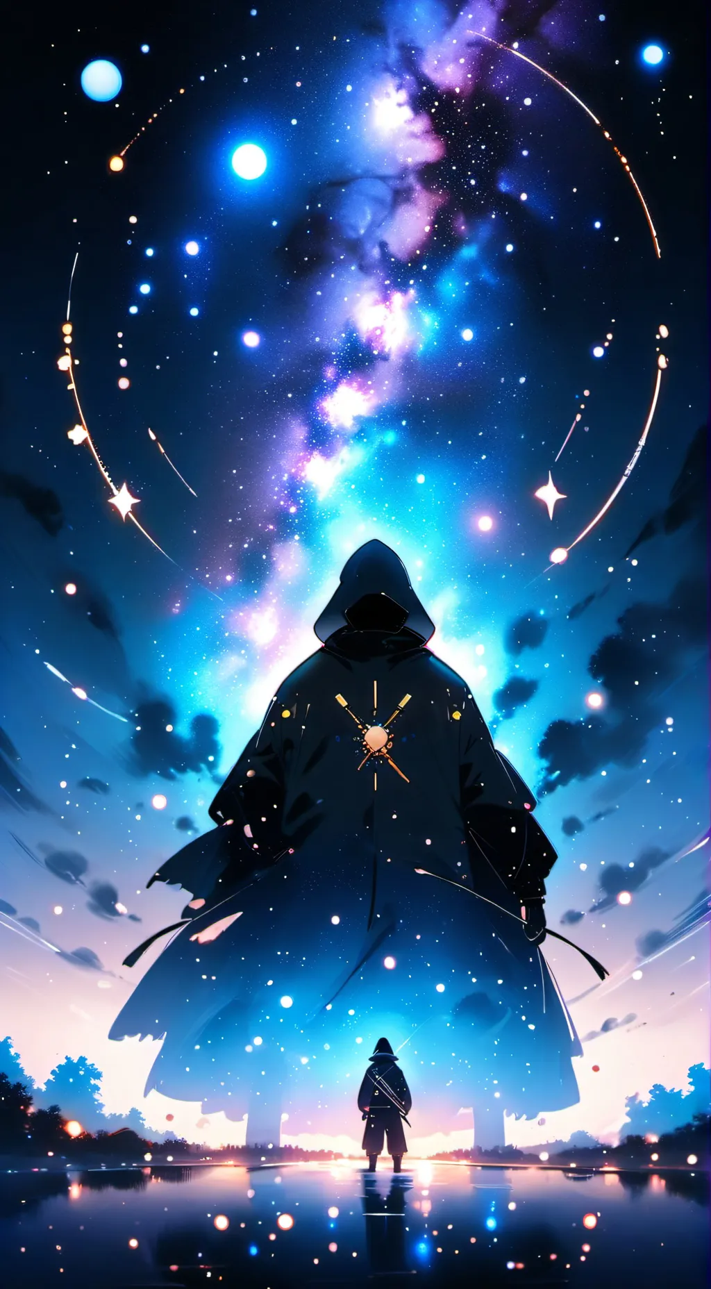 ai character: Star gazing  background