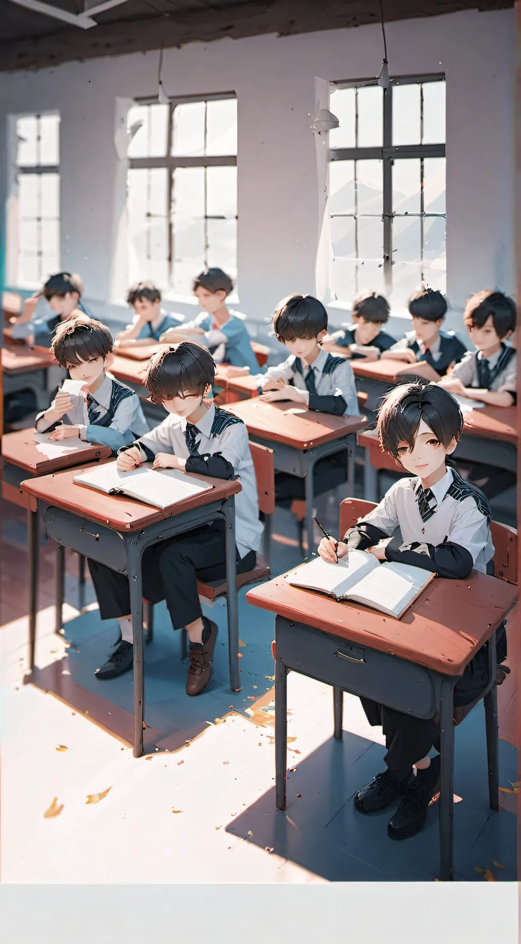ai character: boys school  background