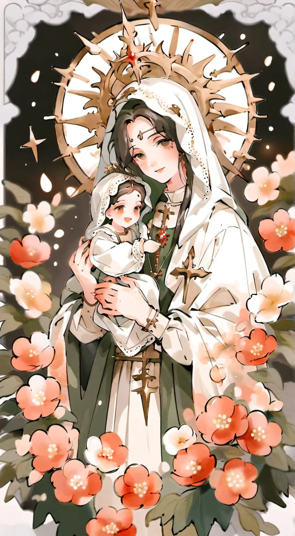 ai character: Holy mary  background