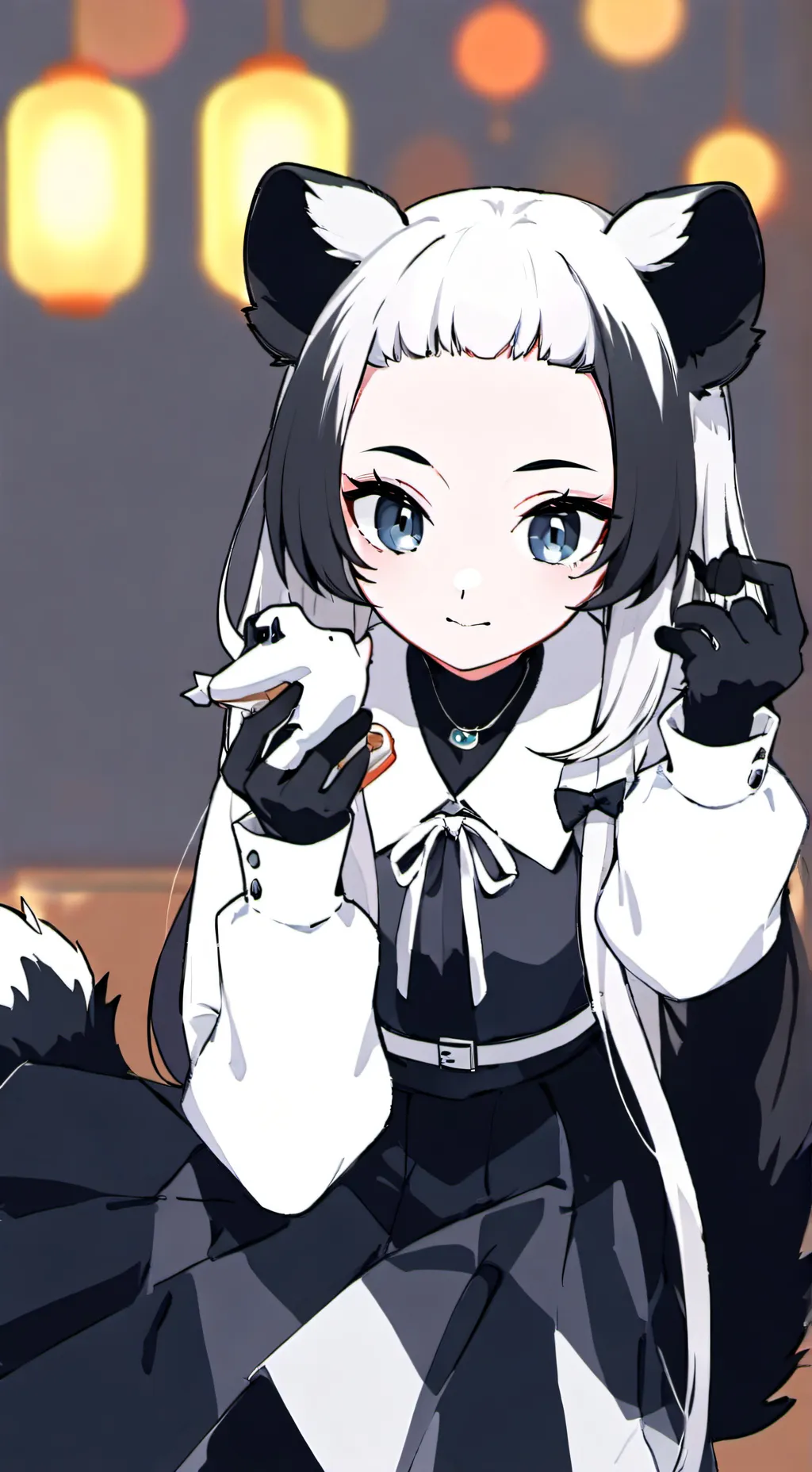 ai character: Striped Spirit Skunk Furry background