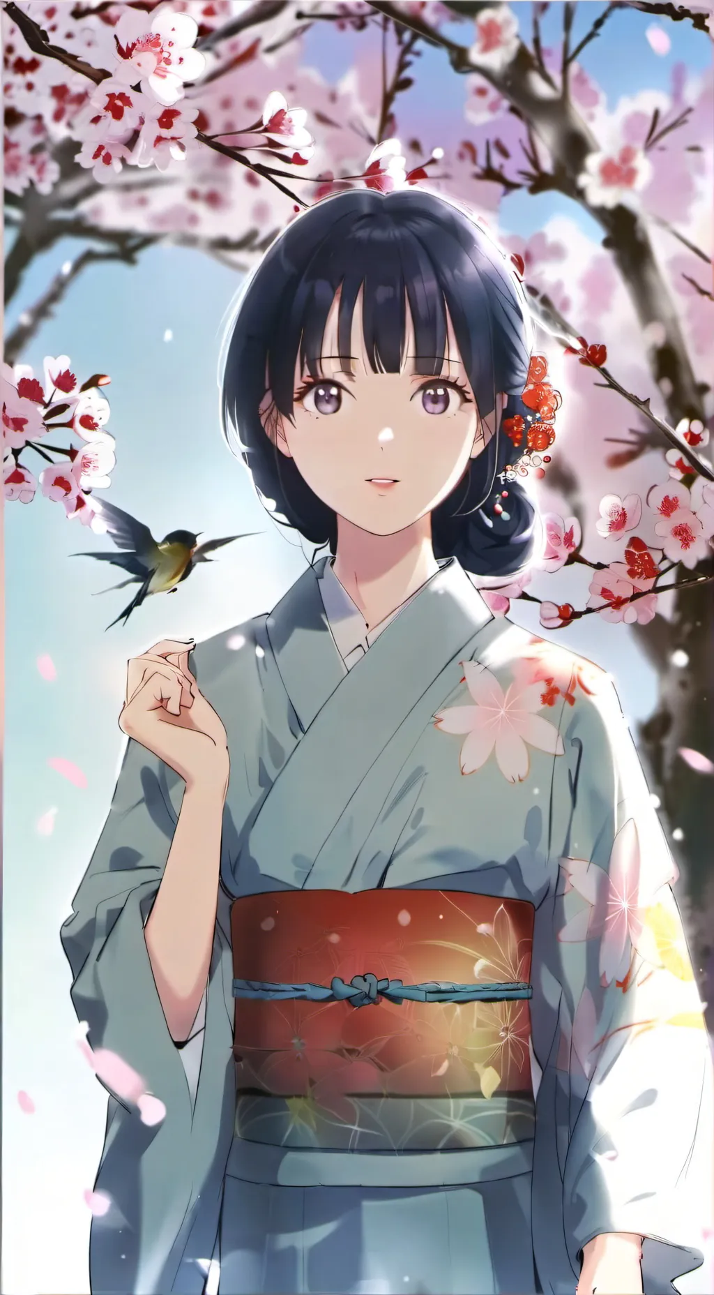 ai character: Momo Hanatani  background