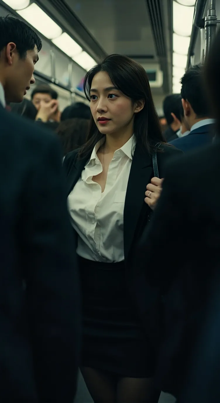 ai character: 滿員電車 OL background