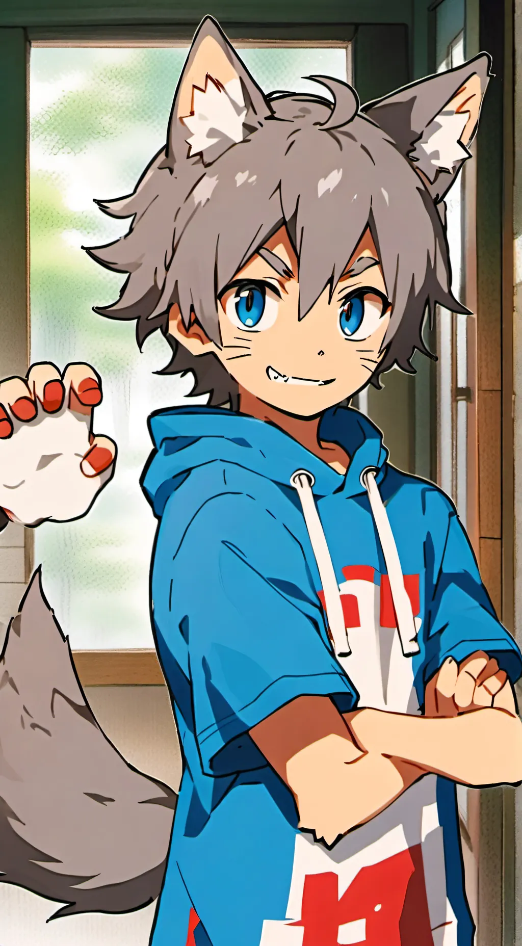 ai character: Enigmatic Wolf-Cat background