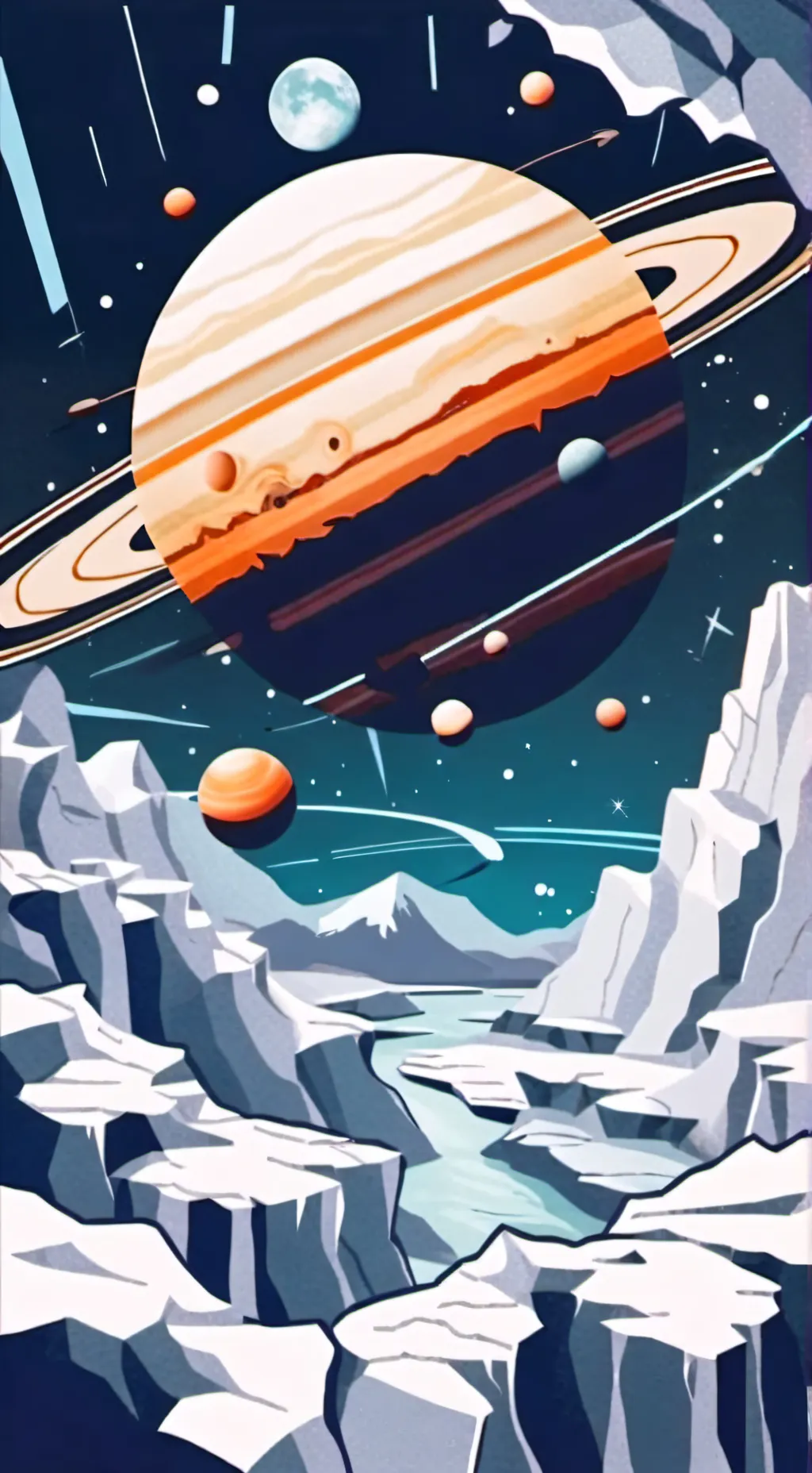 ai character: Saturn's moons background