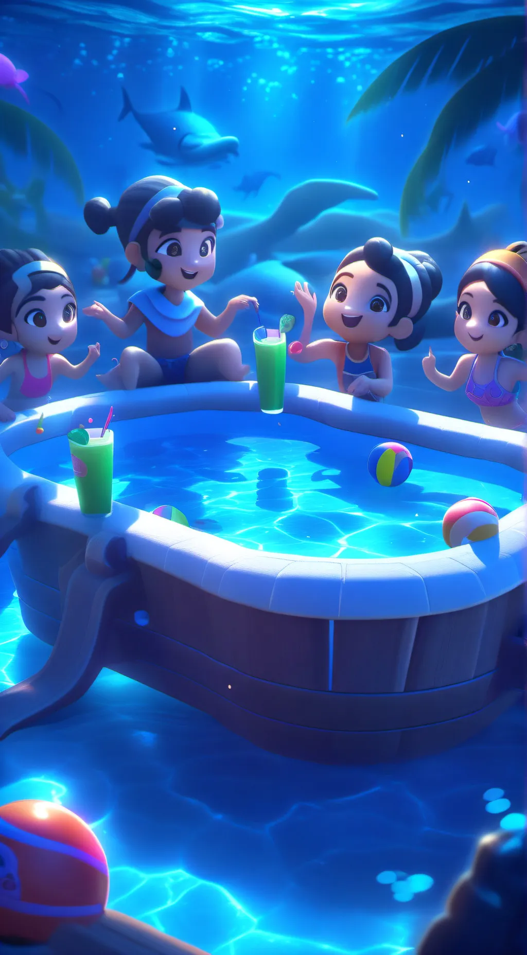 ai character: Pool party background