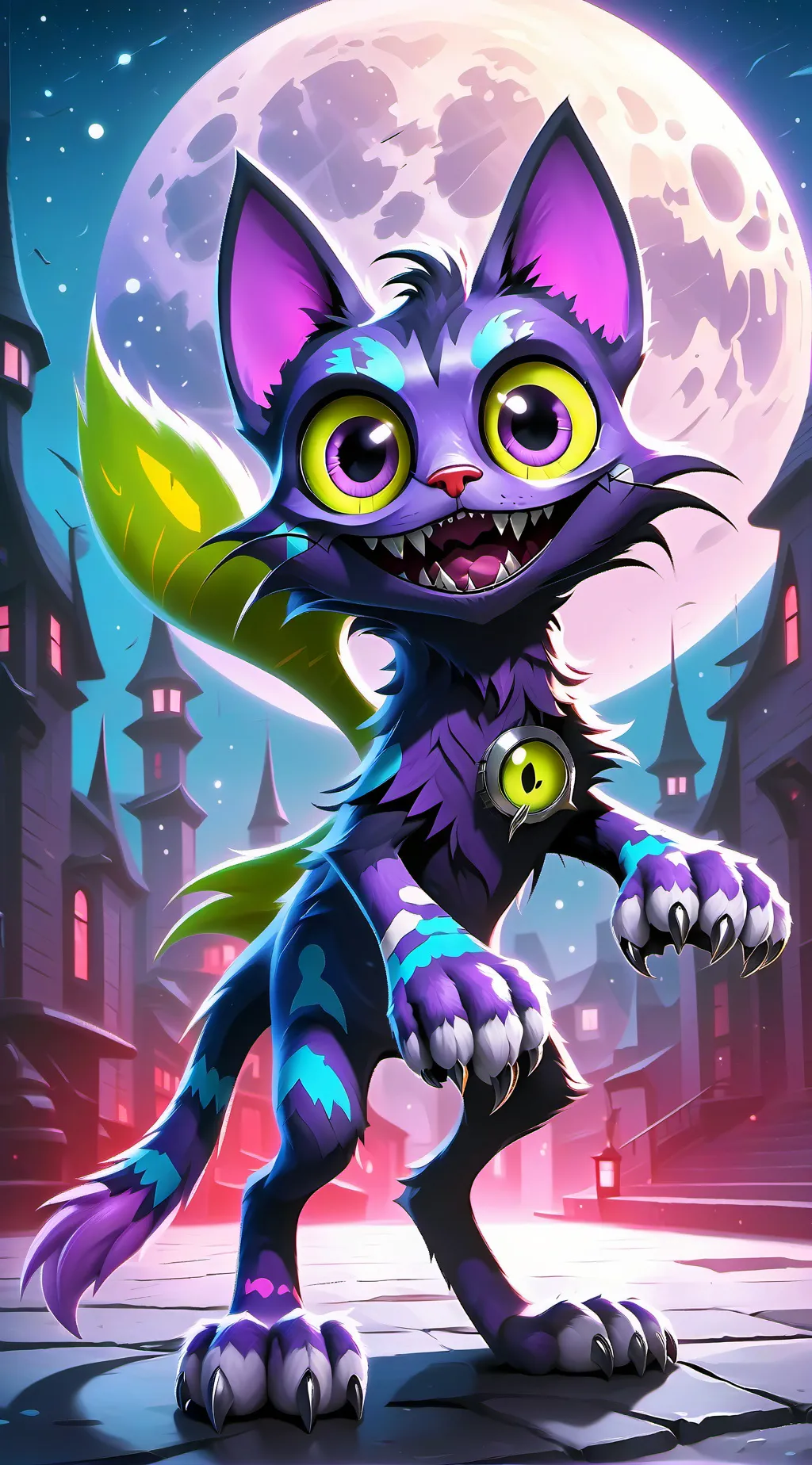 ai character: purple cat background