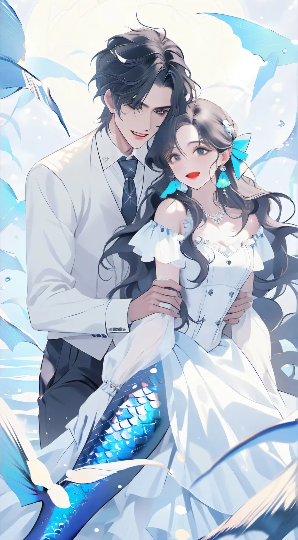 ai character: mermaid x vampire  background