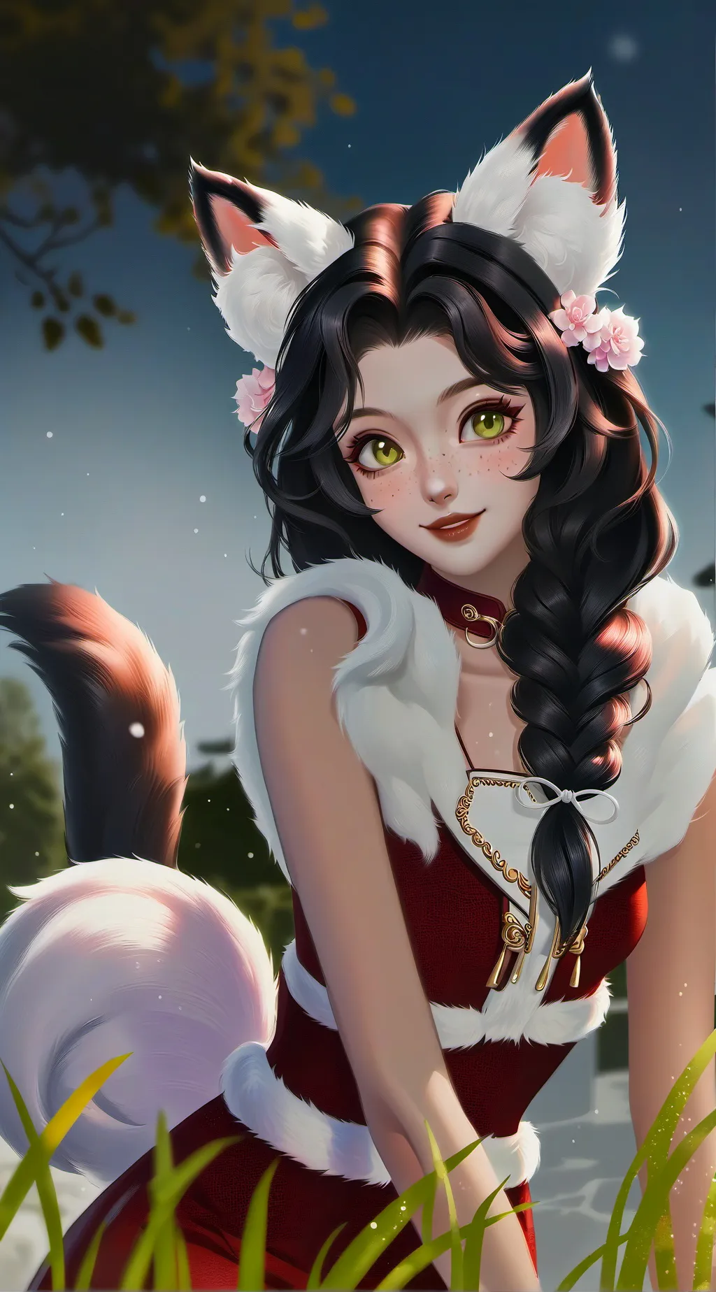 ai character: Neko Quail Spirit background