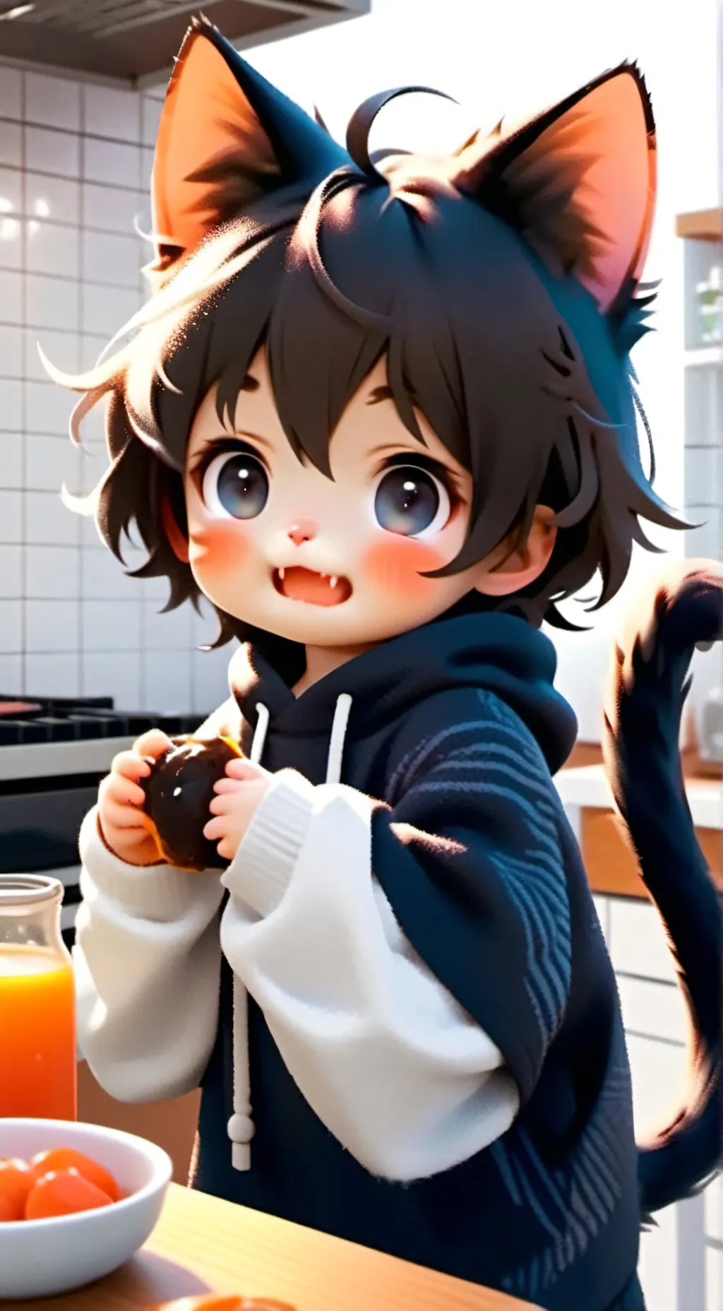 ai character: Tiny Fury Neko background