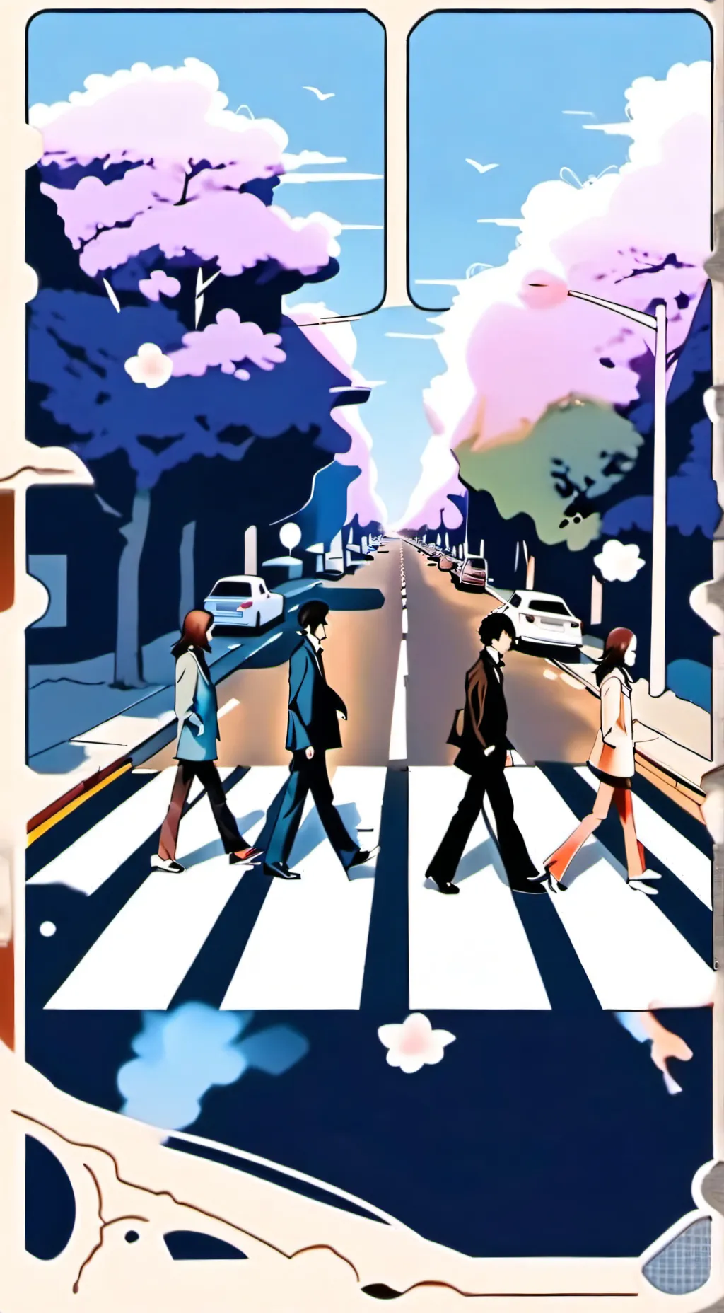 ai character: Abby Road album background