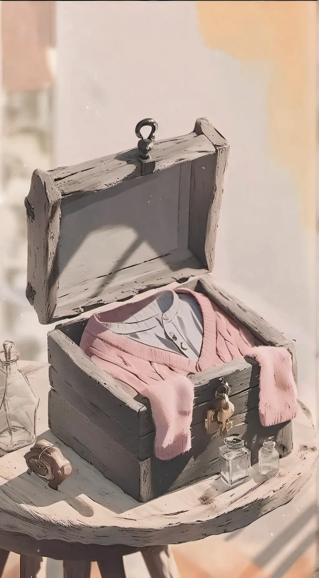 ai character: Pink sweater  background