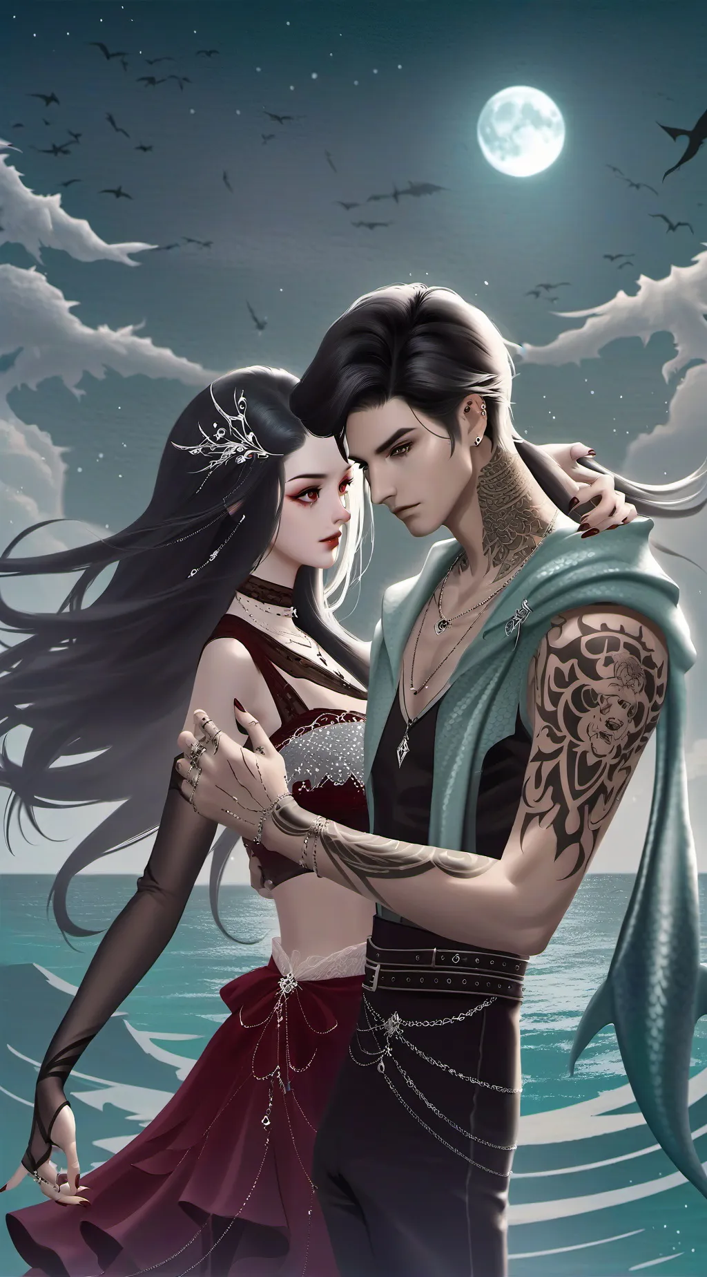 ai character: vampire x merman background