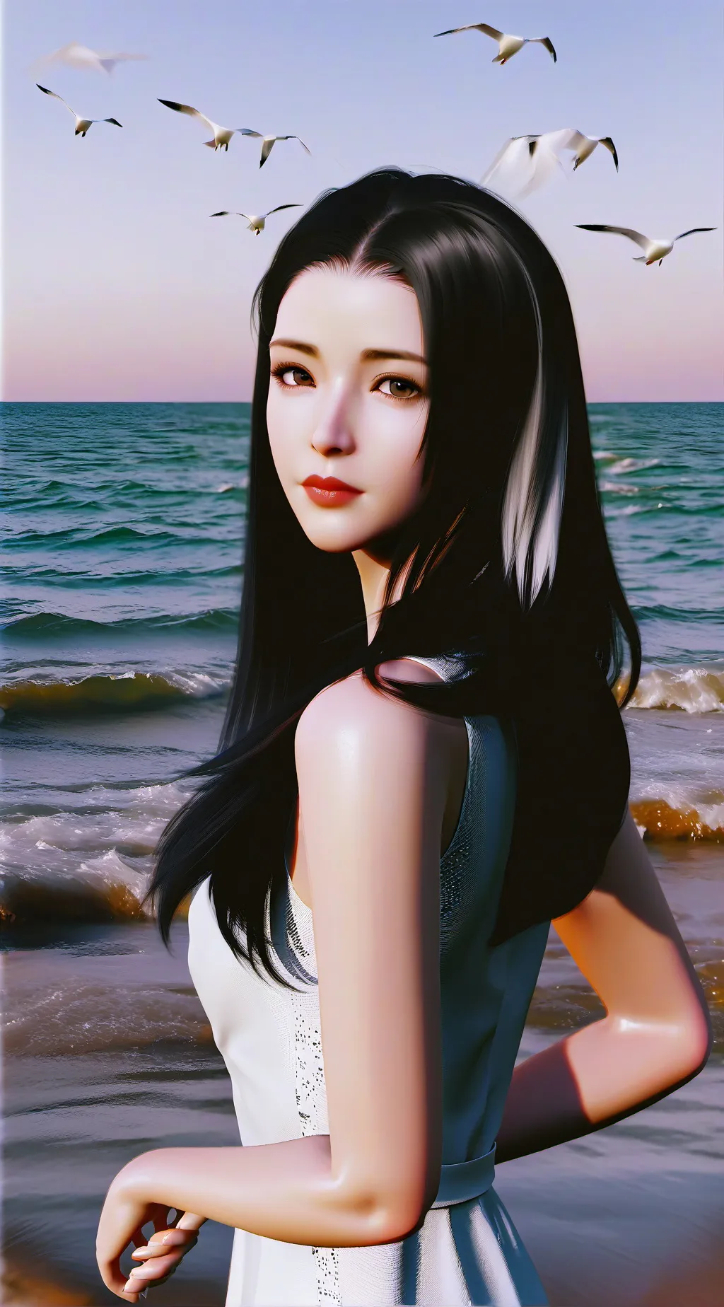 ai character: Sus robot girl background