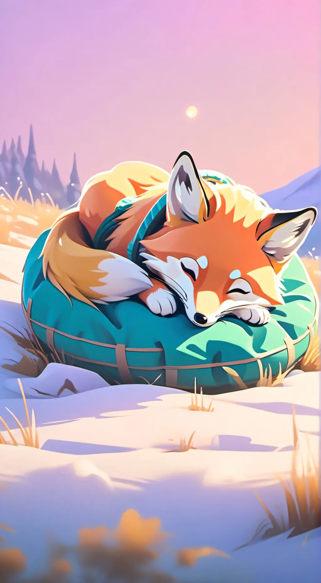 ai character: homeless baby fox  background