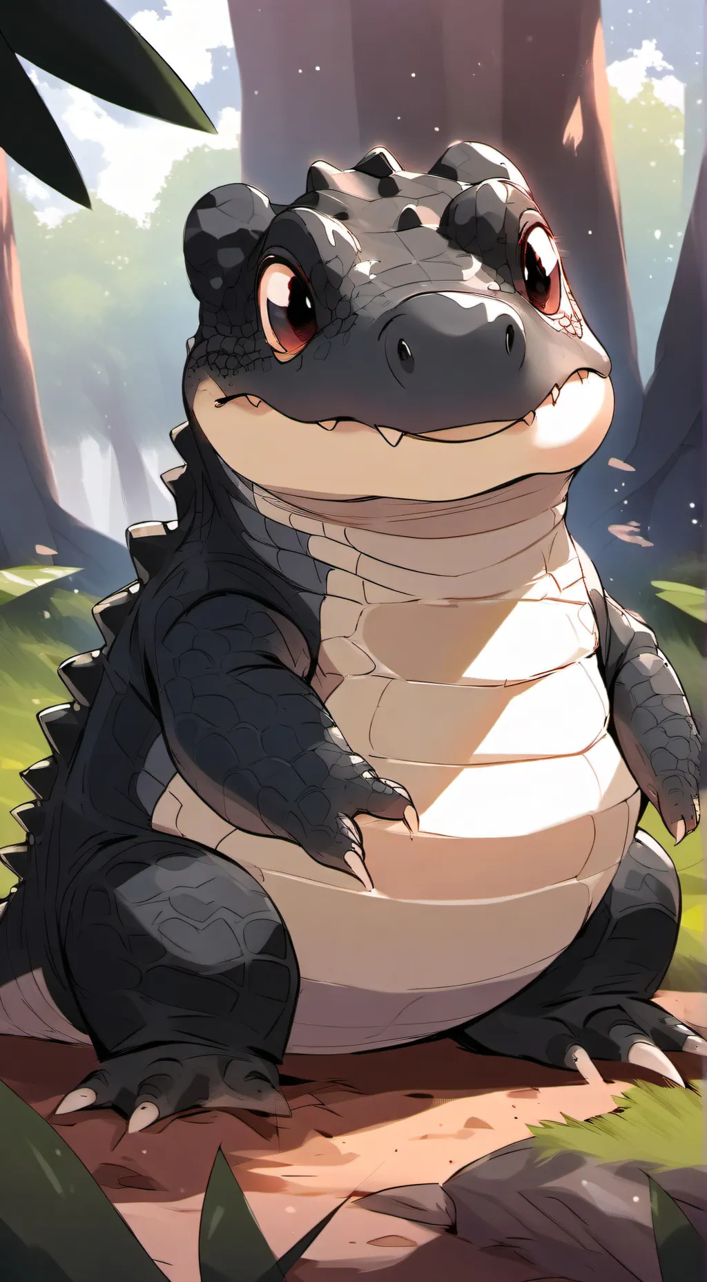ai character: Greg the baby croc background