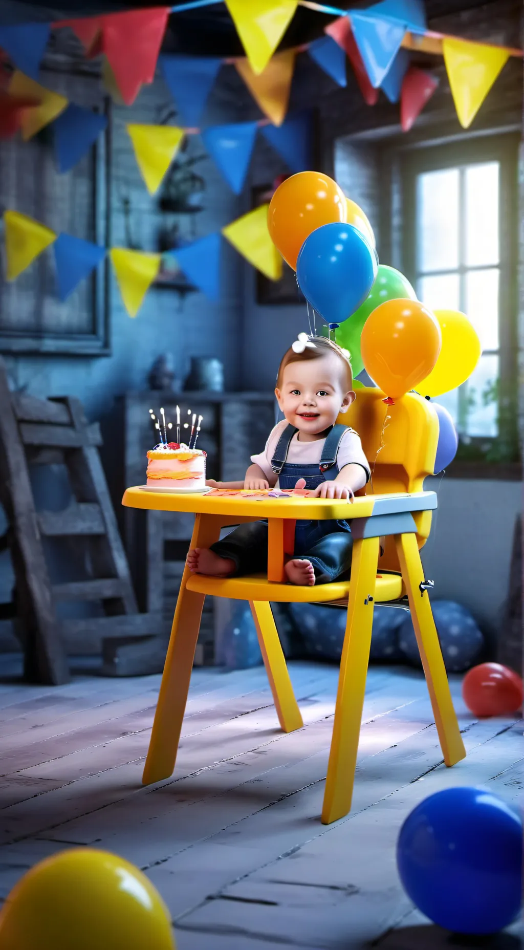 ai character: Baby Birthday background