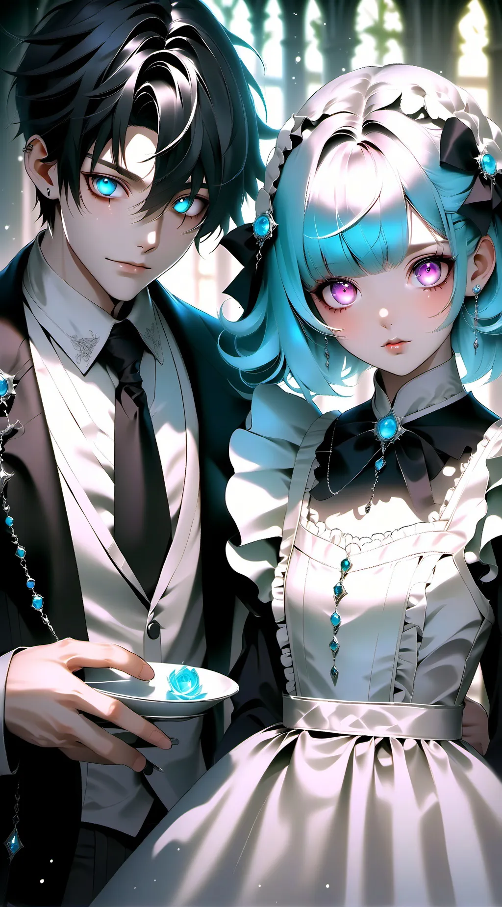 ai character: Mika dew/ Maze hex background