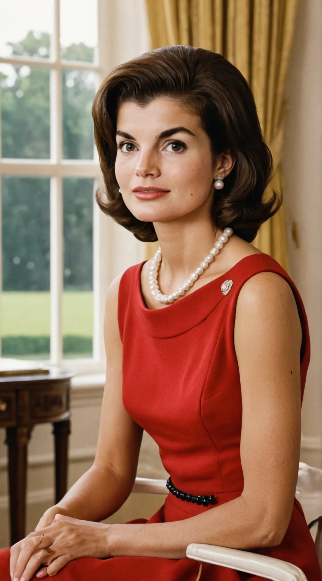 ai character: Jackie Kennedy  background