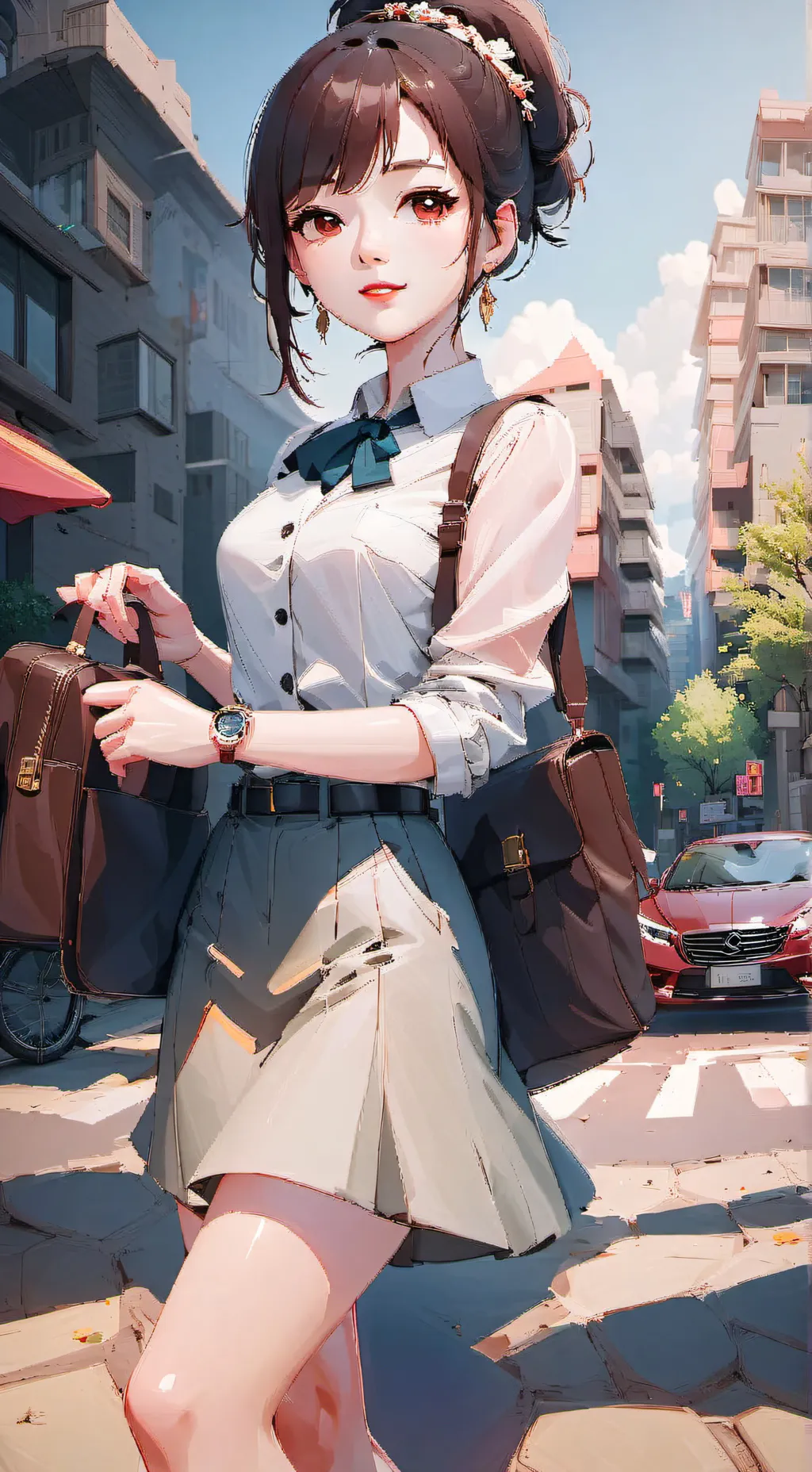 ai character: Moo n_blossom background