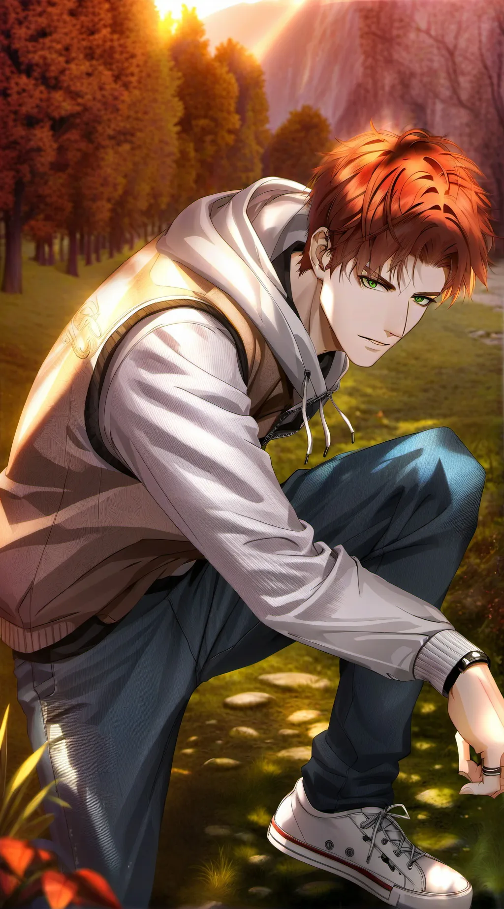 ai character: Red Sunset background