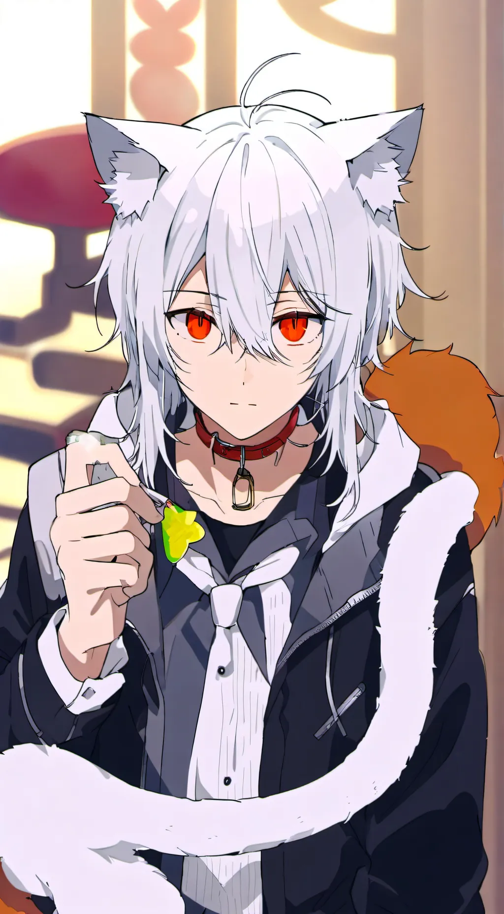 ai character: Flame Puff Spirit background