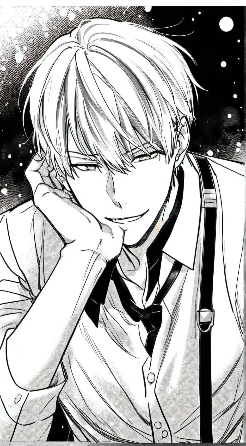 ai character: Silver night background