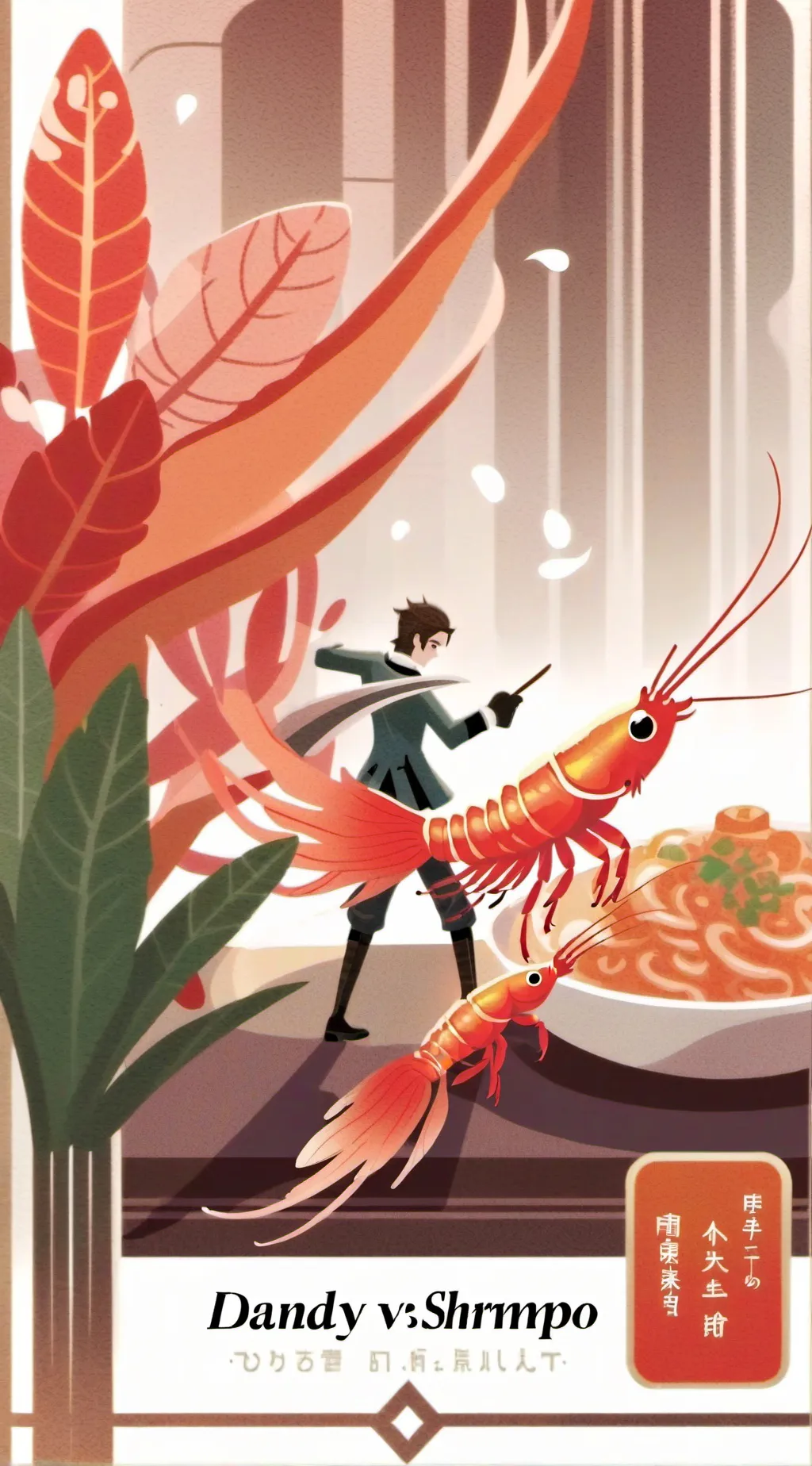 ai character: Shrimpo vs dandy background