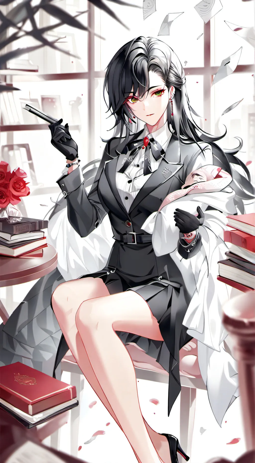 ai character: Violet background