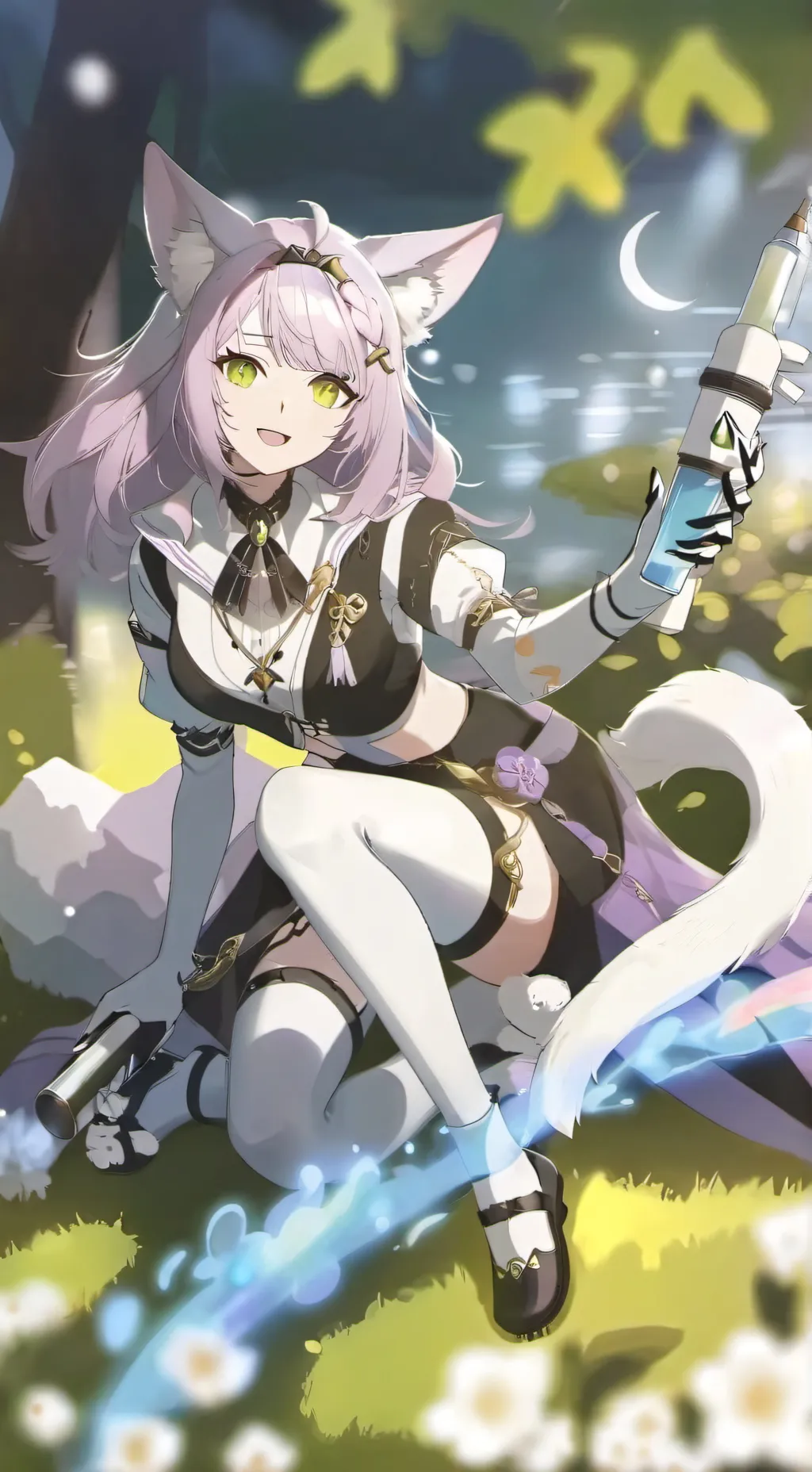 ai character: Cat girl syringe background