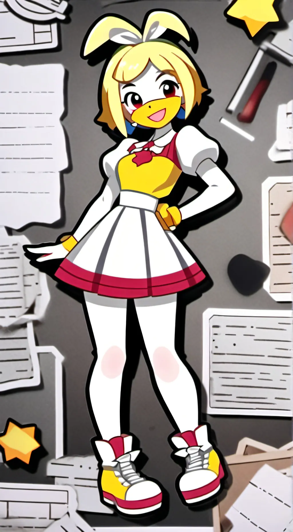 ai character: toy chica plays background