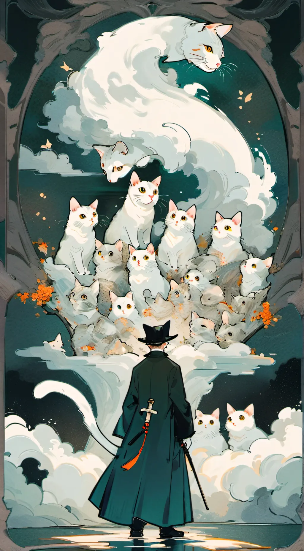 ai character: Cats trip background