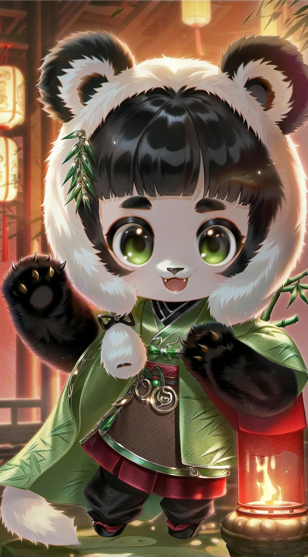 ai character: Panda Spirit Furry background