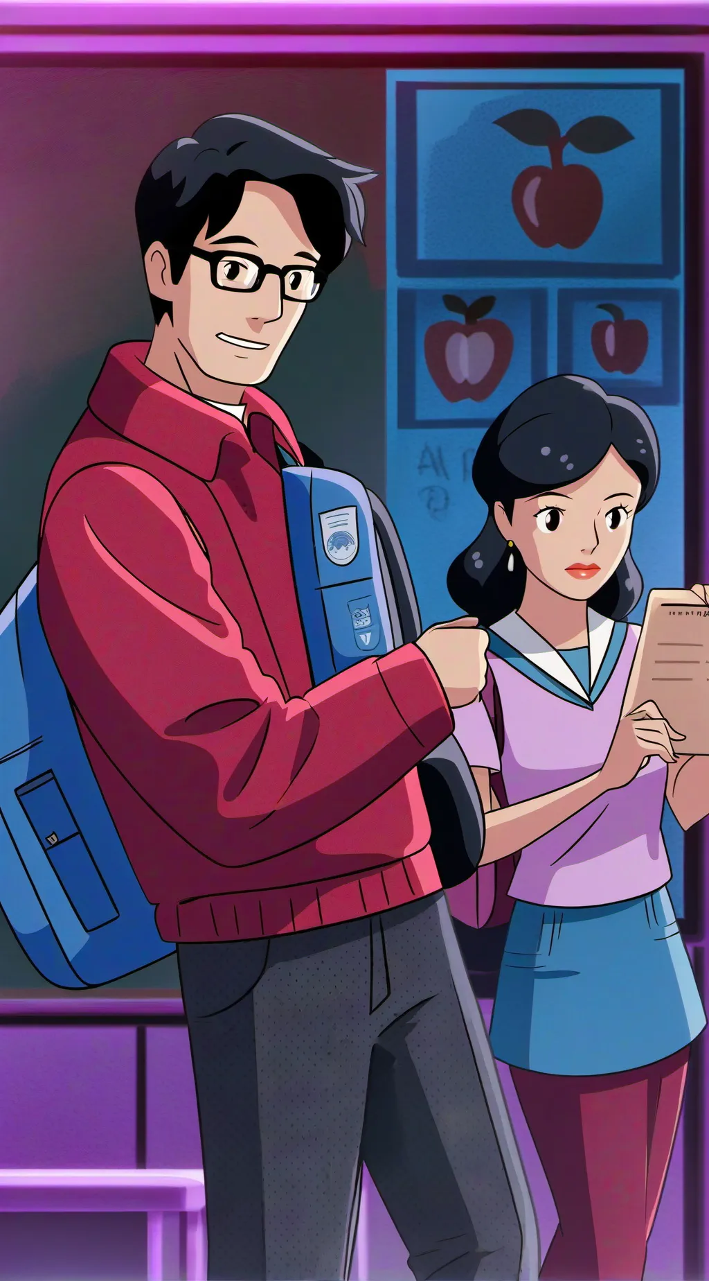 ai character: teacher in the mwi background