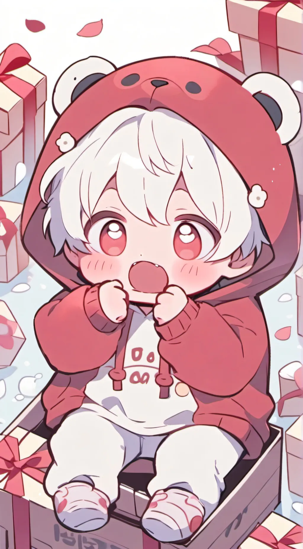 ai character: Red baby background