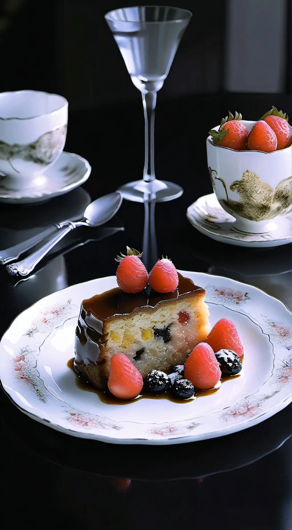 ai character: fruit.cake. background