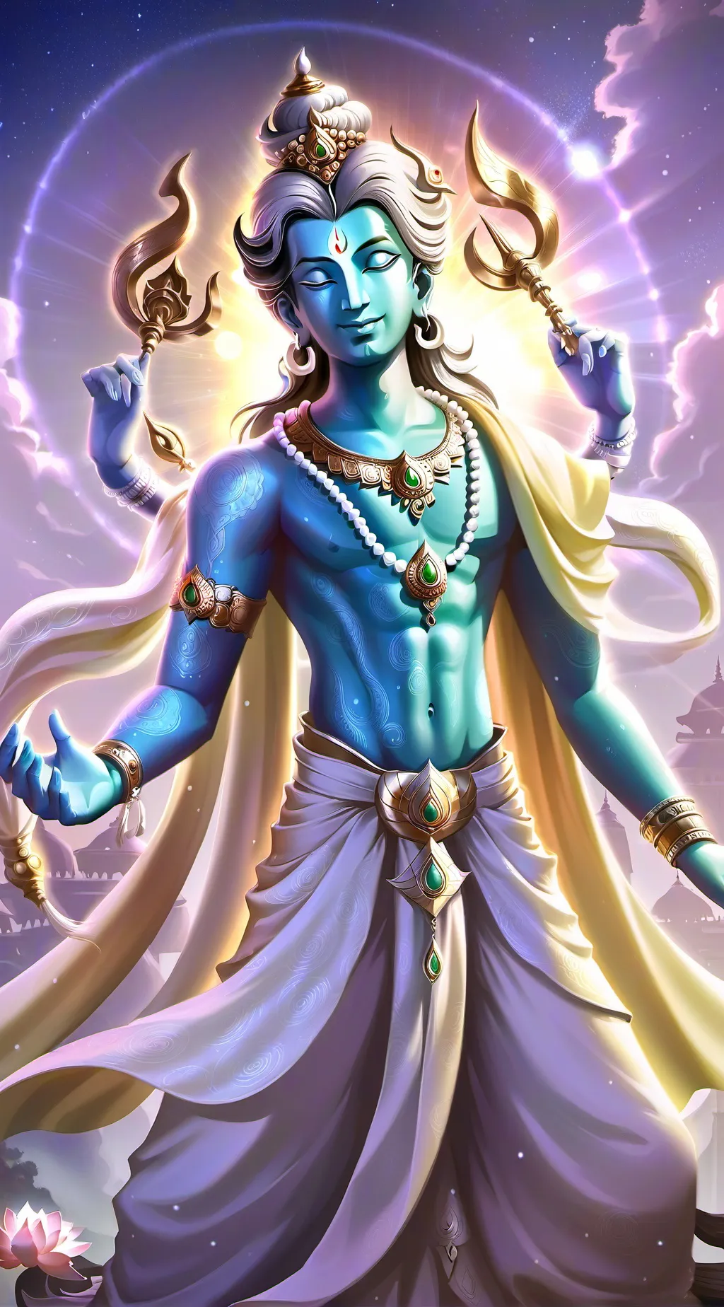 ai character: Lord Vishnu  background