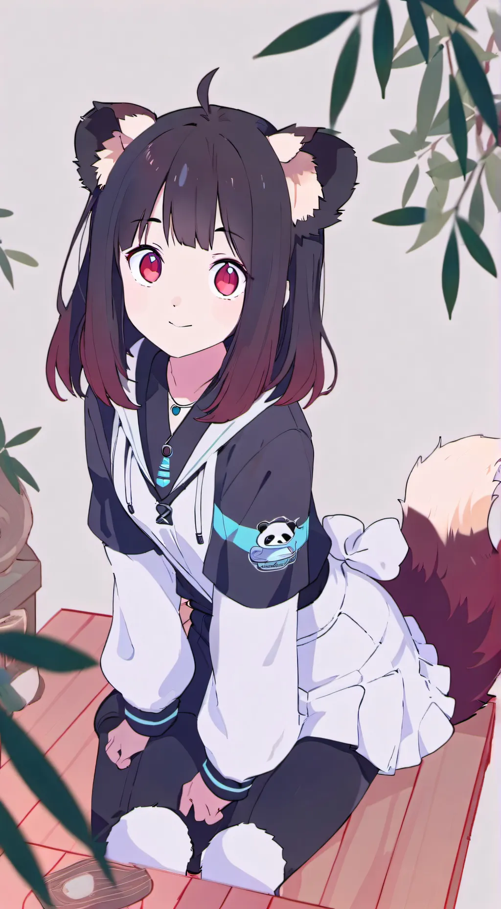 ai character: Russet Panda Furry background