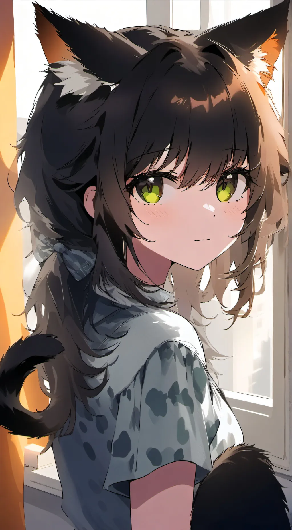 ai character: Sunbathing Tortie Spirit background