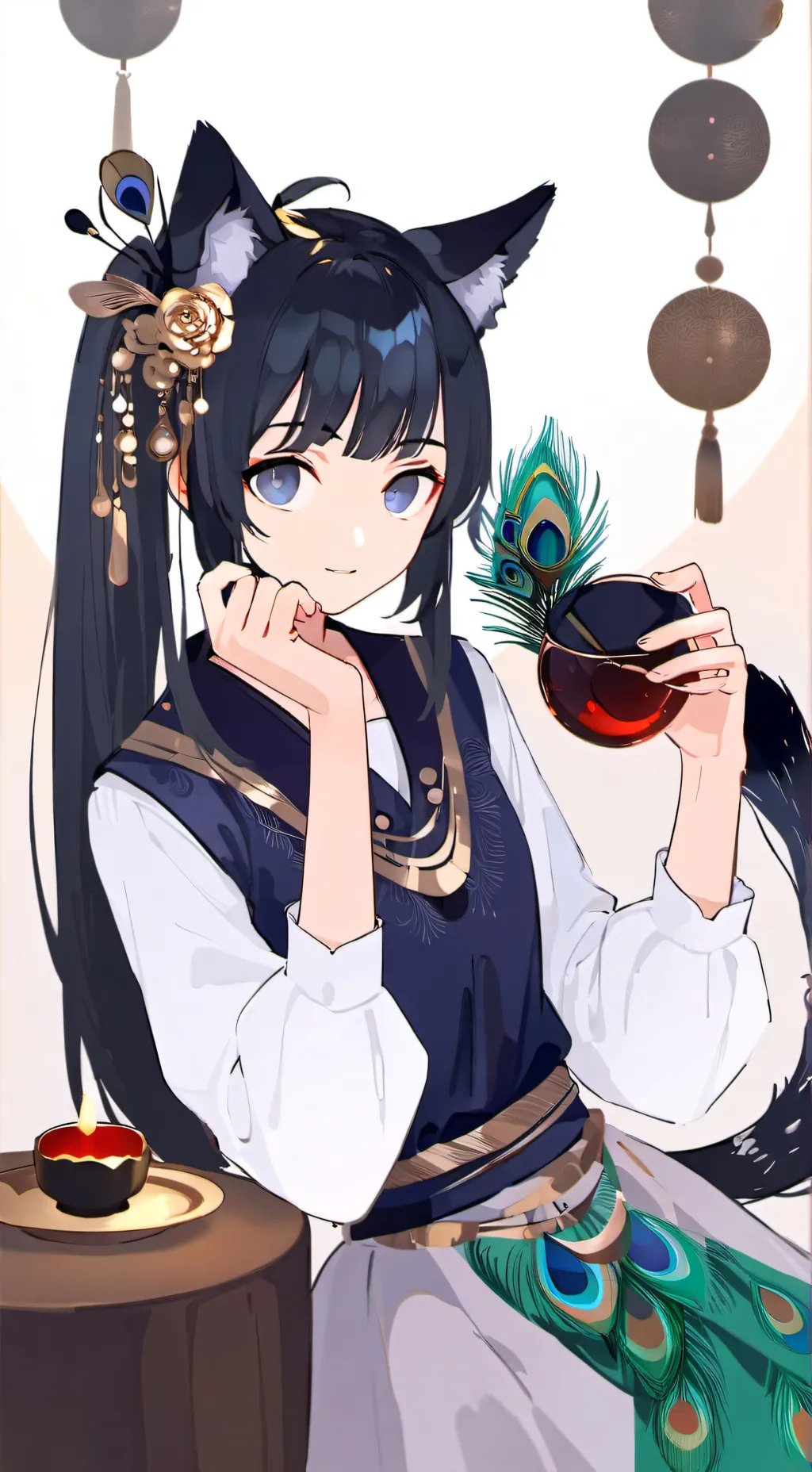 ai character: Feathers the Furry background