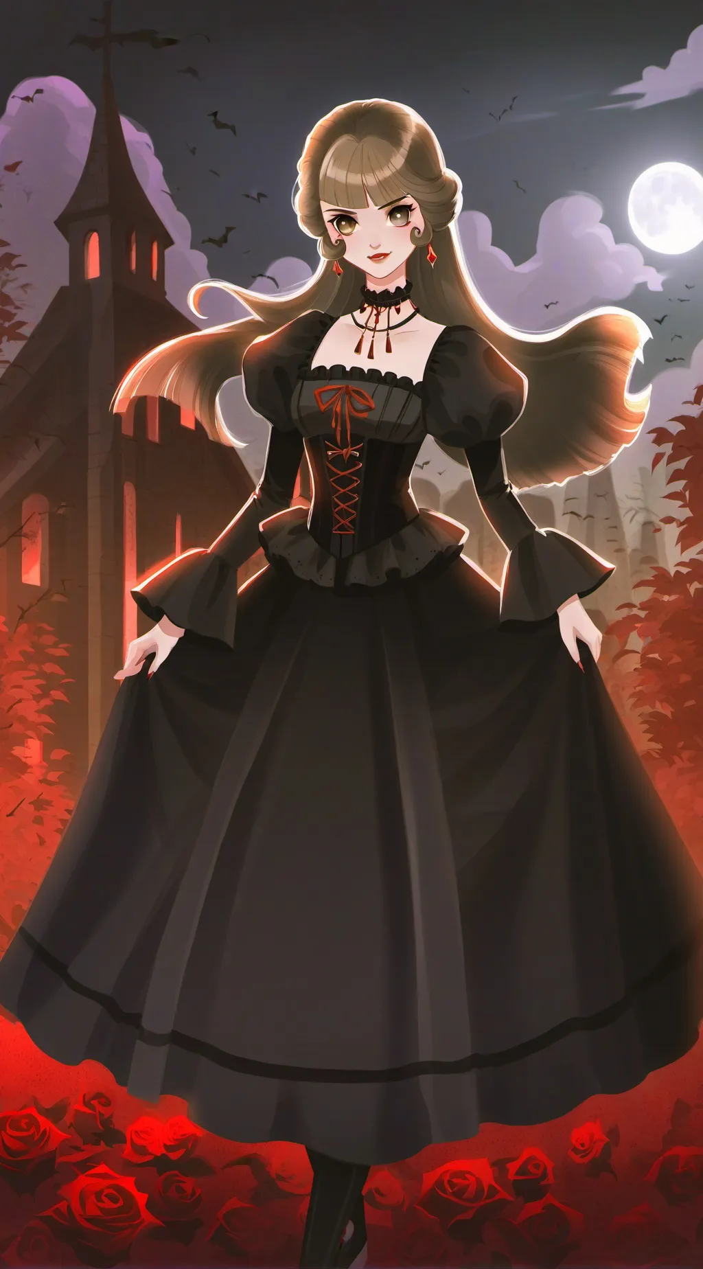 ai character: vampire princess  background
