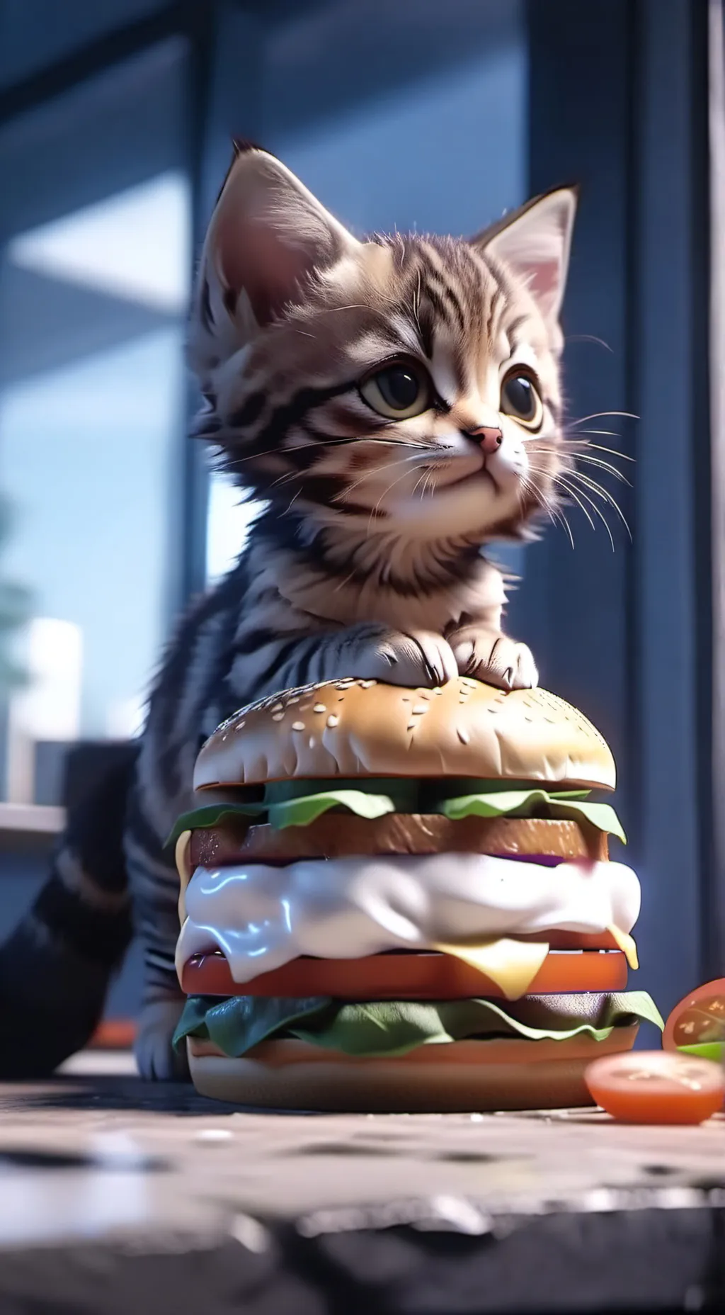 ai character: pick me kitten. background